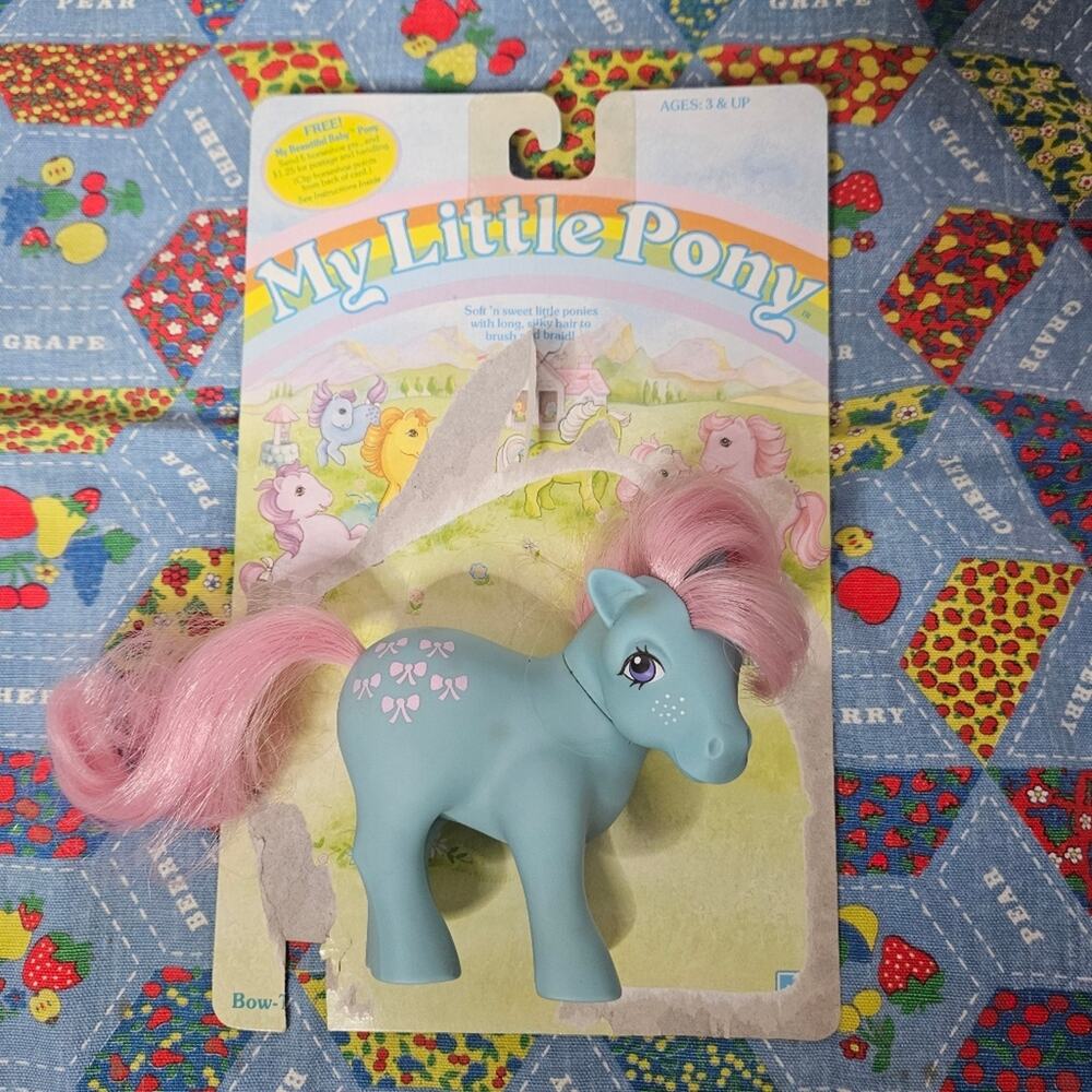 Vintage 80s My Little Pony - Bowtie with Original Backing Board